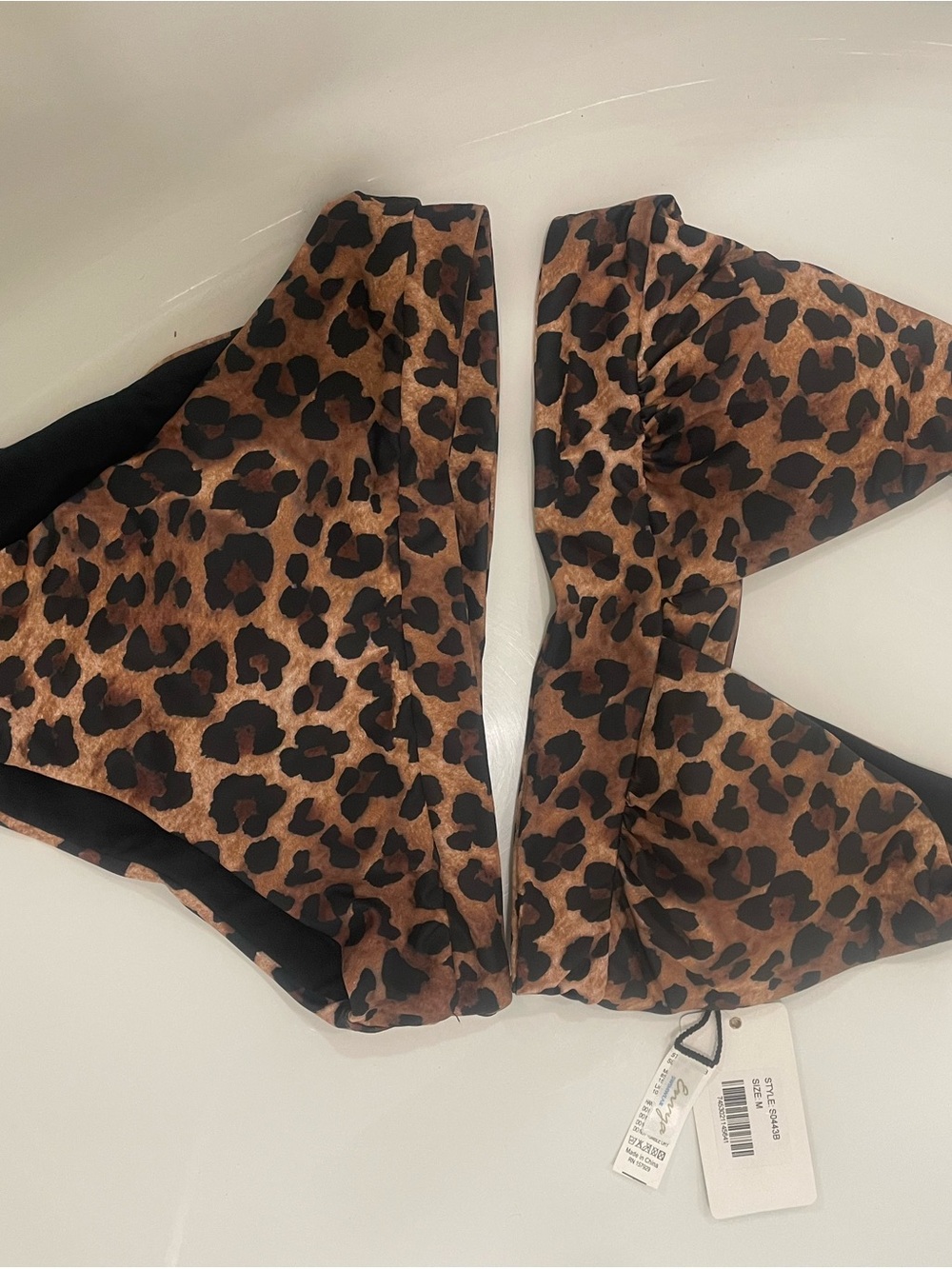 Leopard Print Brown Bikini Set - Women's Swim Top & Bottom